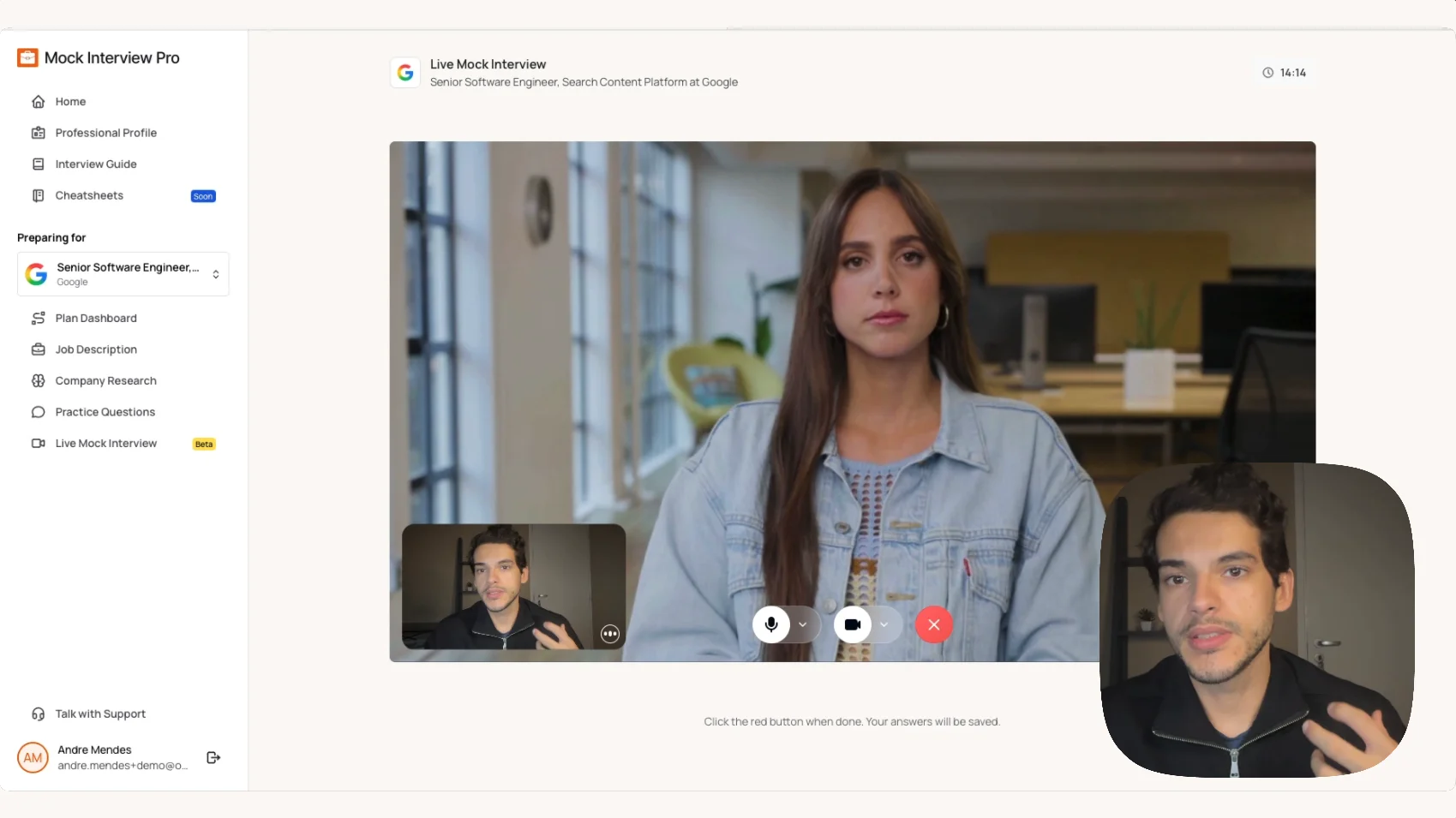Video thumbnail: Mock Interview Pro - AI Interview Coaching Demo